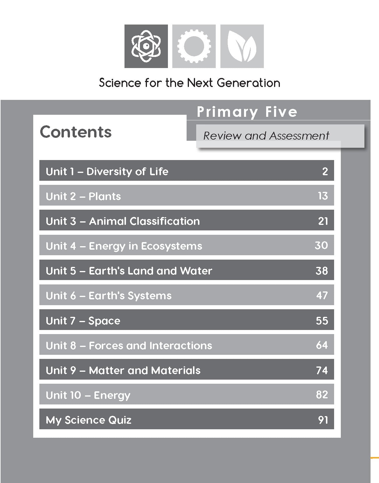 Next Generation Science – Review and Assessment Level 5